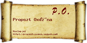 Propszt Oxána névjegykártya
